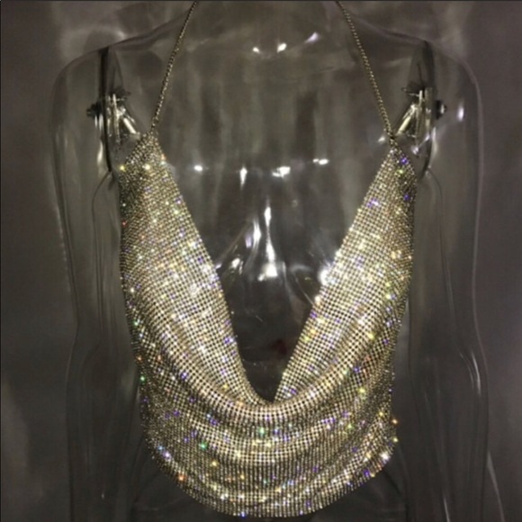 Sexy Crystal Rhinestones Halter Top - Picture 2 of 4
